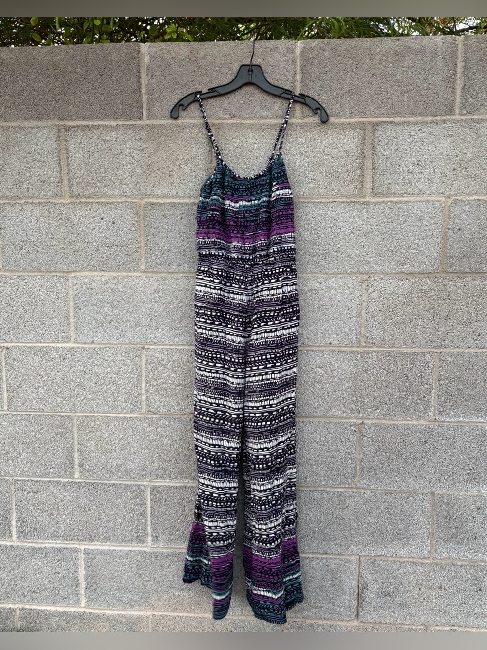 Angie Large Jumpsuit Colorful Stripes Flared Leg Smocked Top Boho Resort Wear